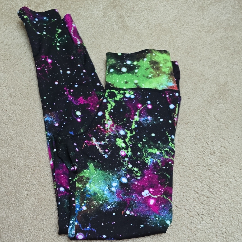 Galaxy Print Kids Leggings - Size S/M